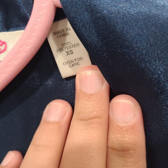 Victoria's Secret Womens Sz XS Navy Blue Vintage Oversized Satin Button Front - Picture 6 of 7